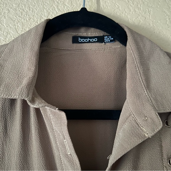 boohoo Tan Lace Up Shirt Dress - US Size 6 - Picture 3 of 8